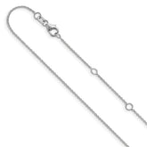 14k White Gold 1.25mm Round Cable 2in+2in Adjustable Chain